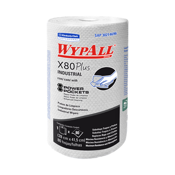 Wiper Wypall X80 Plus – 6 rolos com 80 panos